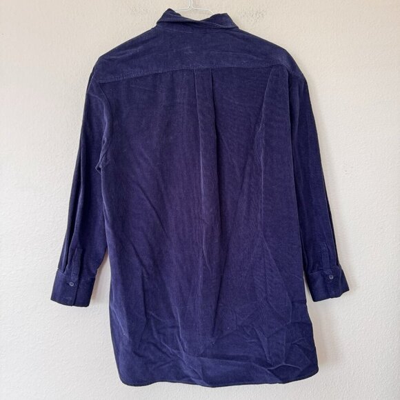 Tu Woman Blue Womens size M Button Up Collard Long Sleeve Tunic Shirt Corduroy - Picture 7 of 8